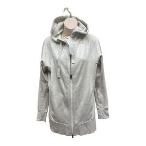 Athleta Triumph Long Hoodie Jacket, Fog Grey Heather SIZE XS #486249 Workout